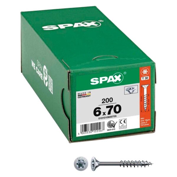 SPAX® Universalschrauben T30 Senkkopf WIROX 0191010600705 6 mm x 70 mm, 200 St.