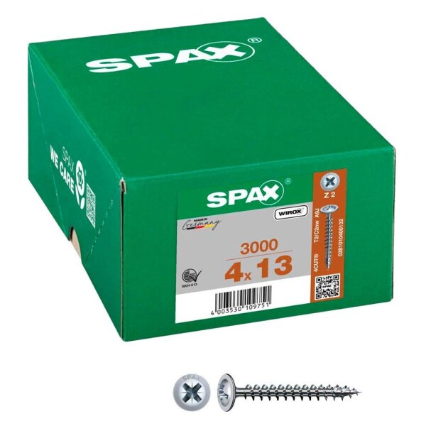 SPAX® Universalschrauben Z2 Rückwandkopf WIROX 0281010400132 4 mm x 13 mm, 3.000 St.