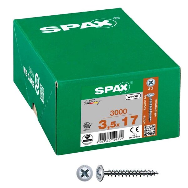 SPAX® Universalschrauben Z2 Rückwandkopf WIROX 0281010350172 3,5 mm x 17 mm, 3.000 St.