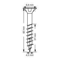 SPAX® Universalschrauben T20 Senkkopf WIROX 0191010450605 4,5 mm x 60 mm, 500 St.