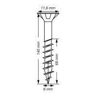 SPAX® Universalschrauben T30 Senkkopf WIROX 0191010601405 6 mm x 140 mm, 100 St.