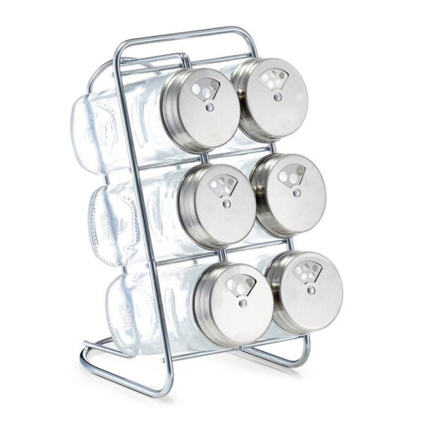 Zeller Gewürzregal transparent, silber, 7-tlg., 1 Set