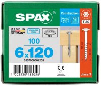 SPAX® Holzbauschrauben T30 Tellerkopf Edelstahl A2 0257000601205 6 mm x 120 mm, 100 St.