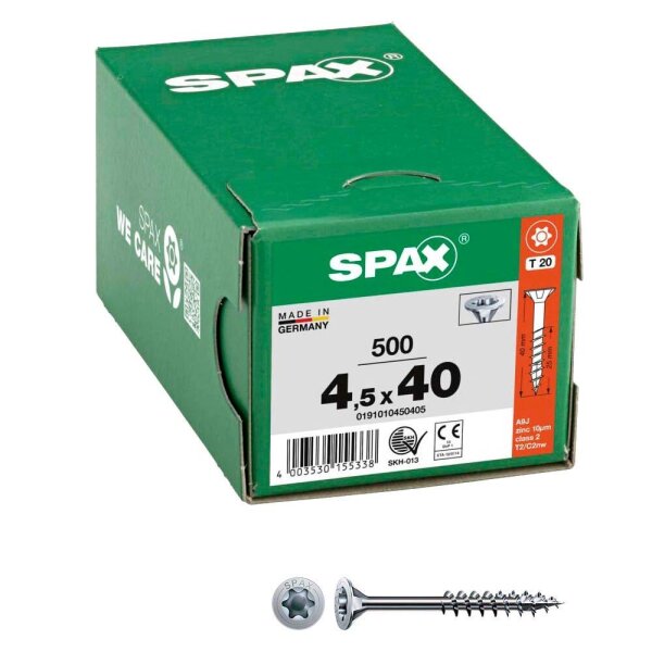 SPAX® Universalschrauben T20 Senkkopf WIROX 0191010450405 4,5 mm x 40 mm, 500 St.