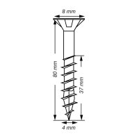 SPAX® Universalschrauben T20 Senkkopf WIROX 0191010400805 4 mm x 80 mm, 200 St.