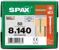 SPAX® Holzbauschrauben T40 Tellerkopf WIROX 0251010801405 8 mm x 140 mm, 50 St.