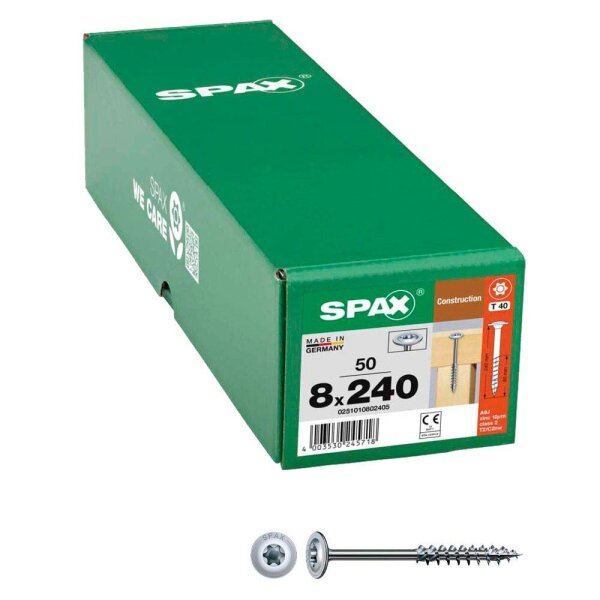 SPAX® Holzbauschrauben T40 Tellerkopf WIROX 0251010802405 8 mm x 240 mm, 50 St.