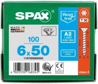 SPAX® Universalschrauben T30 Senkkopf BLANK A2 1197000600503 6 mm x 50 mm, 100 St.