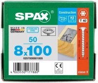 SPAX® Holzbauschrauben T40 Tellerkopf Edelstahl A2 0257000801005 8 mm x 100 mm, 50 St.