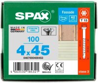 SPAX® Fassadenschrauben T15 Linsensenkkopf A2 0467000400453 4 mm x 45 mm, 100 St.