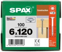 SPAX® Holzbauschrauben T30 Tellerkopf WIROX 0251010601205 6 mm x 120 mm, 100 St.