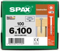 SPAX® Holzbauschrauben T30 Tellerkopf WIROX 0251010601005 6 mm x 100 mm, 100 St.