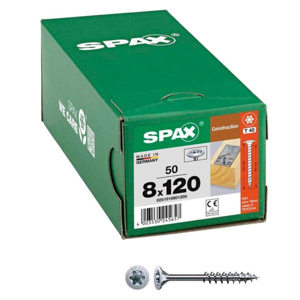 SPAX® Holzbauschrauben T40 Tellerkopf WIROX 0251010801205 8 mm x 120 mm, 50 St.