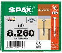 SPAX® Holzbauschrauben T40 Tellerkopf WIROX 0251010802605 8 mm x 260 mm, 50 St.
