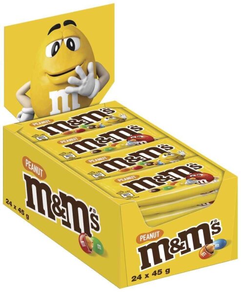 m&ms PEANUT Schokobonbons 24x 45,0 g, 24 St.