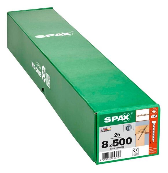 SPAX® Holzbauschrauben T40 Zylinderkopf WIROX 1221010805005 8 mm x 500 mm, 25 St.