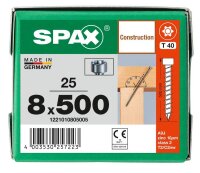 SPAX® Holzbauschrauben T40 Zylinderkopf WIROX 1221010805005 8 mm x 500 mm, 25 St.