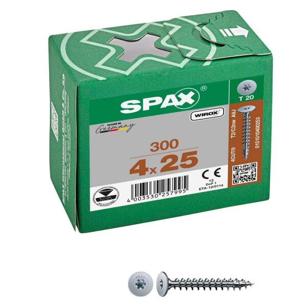 SPAX® Rückwandschrauben T20 Flachkopf WIROX 0151010400253 4 mm x 25 mm, 300 St.