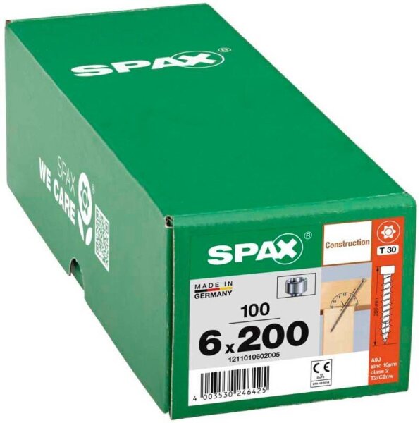 SPAX® Holzbauschrauben T30 Zylinderkopf WIROX 1211010602005 6 mm x 200 mm, 100 St.