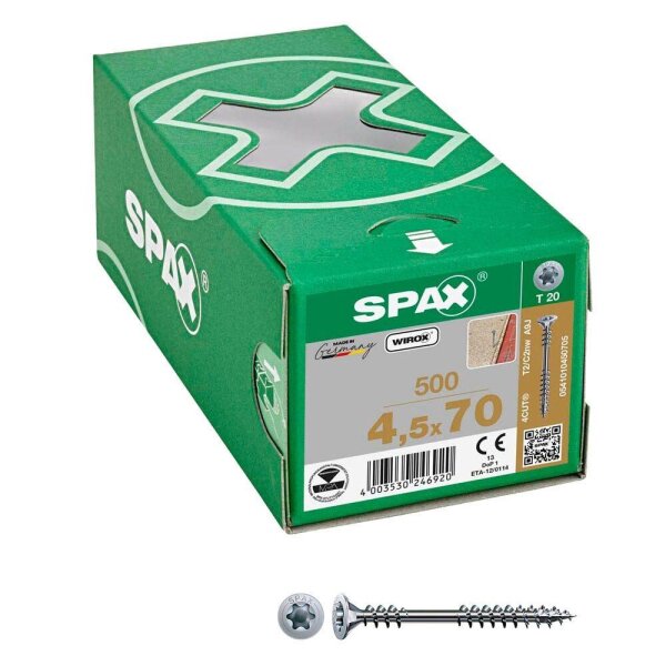 SPAX® Verlegeschrauben T20 Senkkopf WIROX 0541010450705 4,5 mm x 70 mm, 500 St.