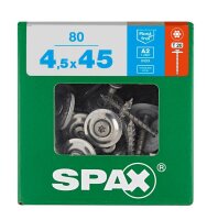 SPAX® Spenglerschrauben T20 Linsensenkkopf A2 4577000450456 4,5 mm x 45 mm, 80 St.