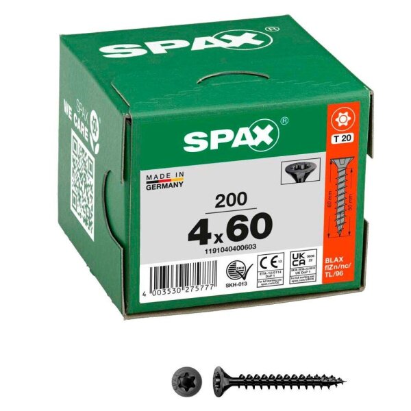 SPAX® Universalschrauben T20 Senkkopf BLAX 1191040400603 4 mm x 60 mm, 200 St.