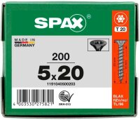 SPAX® Universalschrauben T20 Senkkopf BLAX 1191040500203 5 mm x 20 mm, 200 St.