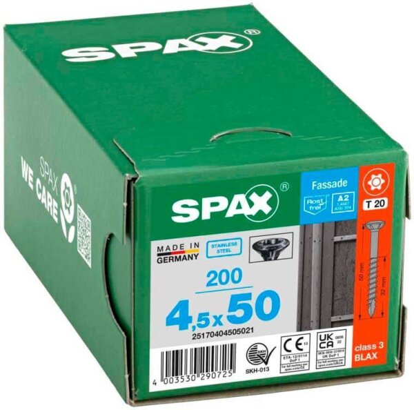 SPAX® Fassadenschrauben T20 Linsensenkkopf BLAX A2 25170404505021 4,5 mm x 50 mm, 200 St.