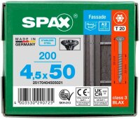 SPAX® Fassadenschrauben T20 Linsensenkkopf BLAX A2 25170404505021 4,5 mm x 50 mm, 200 St.