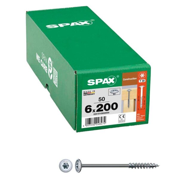 SPAX® Holzbauschrauben T30 Tellerkopf WIROX 0251010602005 6 mm x 200 mm, 50 St.