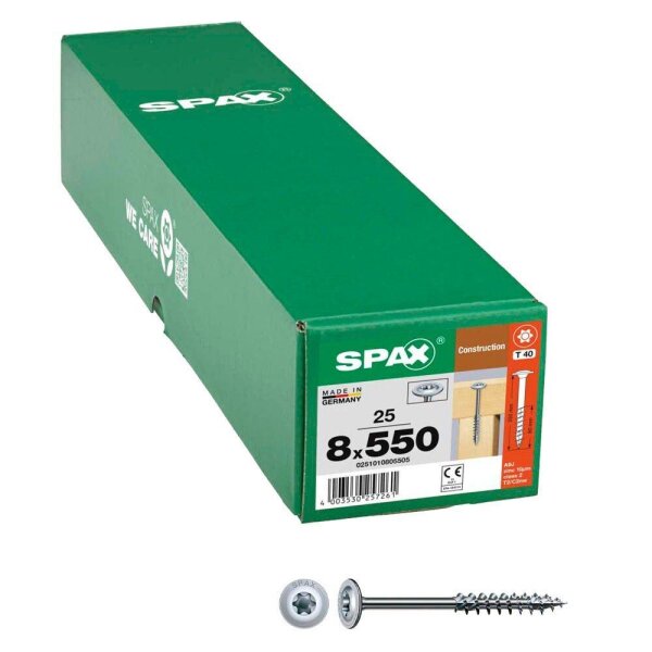 SPAX® Holzbauschrauben T40 Tellerkopf WIROX 0251010805505 8 mm x 550 mm, 25 St.