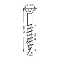 SPAX® Universalschrauben T40 Senkkopf Edelstahl A2 0197000800805 8 mm x 80 mm, 50 St.
