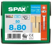SPAX® Universalschrauben T40 Senkkopf Edelstahl A2 0197000800805 8 mm x 80 mm, 50 St.