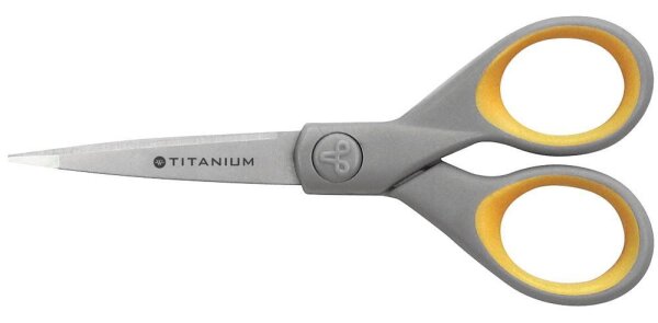 WESTCOTT Papierschere TITANIUM Super grau-gelb 13,0 cm