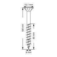 SPAX® Universalschrauben T40 Senkkopf Edelstahl A2 0197000801805 8 mm x 180 mm, 50 St.