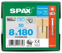 SPAX® Universalschrauben T40 Senkkopf Edelstahl A2 0197000801805 8 mm x 180 mm, 50 St.