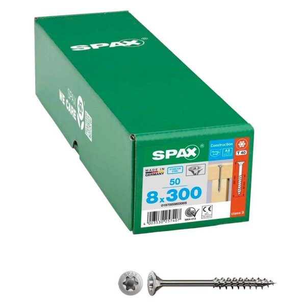 SPAX® Universalschrauben T40 Senkkopf Edelstahl A2 0197000803005 8 mm x 300 mm, 50 St.