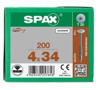 SPAX® Möbelverbindungsschrauben T20 Flachrückwandkopf 0681030400343 4 mm x 34 mm, 200 St.