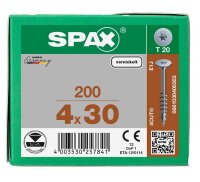 SPAX® Möbelverbindungsschrauben T20 Flachrückwandkopf 0681030400303 4 mm x 30 mm, 200 St.