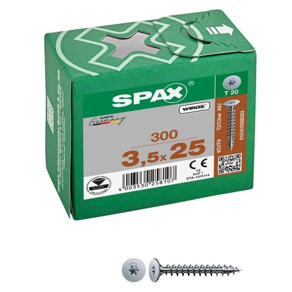 SPAX® Rückwandschrauben T20 Flachkopf WIROX 0151010350253 3,5 mm x 25 mm, 300 St.