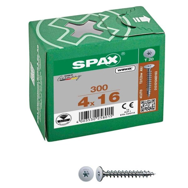 SPAX® Rückwandschrauben T20 Flachkopf WIROX 0151010400163 4 mm x 16 mm, 300 St.