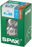 SPAX® Spenglerschrauben T20 Linsensenkkopf A2 4577000450257 4,5 mm x 25 mm, 75 St.
