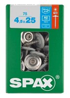 SPAX® Spenglerschrauben T20 Linsensenkkopf A2 4577000450257 4,5 mm x 25 mm, 75 St.
