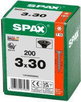 SPAX® Universalschrauben T10 Senkkopf BLAX 1191040300303 3 mm x 30 mm, 200 St.