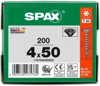 SPAX® Universalschrauben T20 Senkkopf BLAX 1191040400503 4 mm x 50 mm, 200 St.