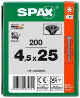 SPAX® Universalschrauben T20 Senkkopf BLAX 1191040450253 4,5 mm x 25 mm, 200 St.
