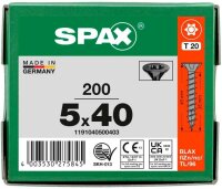 SPAX® Universalschrauben T20 Senkkopf BLAX 1191040500403 5 mm x 40 mm, 200 St.