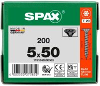 SPAX® Universalschrauben T20 Senkkopf BLAX 1191040500503 5 mm x 50 mm, 200 St.