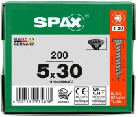 SPAX® Universalschrauben T20 Senkkopf BLAX 1191040500303 5 mm x 30 mm, 200 St.