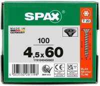 SPAX® Universalschrauben T20 Senkkopf BLAX 1191040450603 4,5 mm x 60 mm, 100 St.